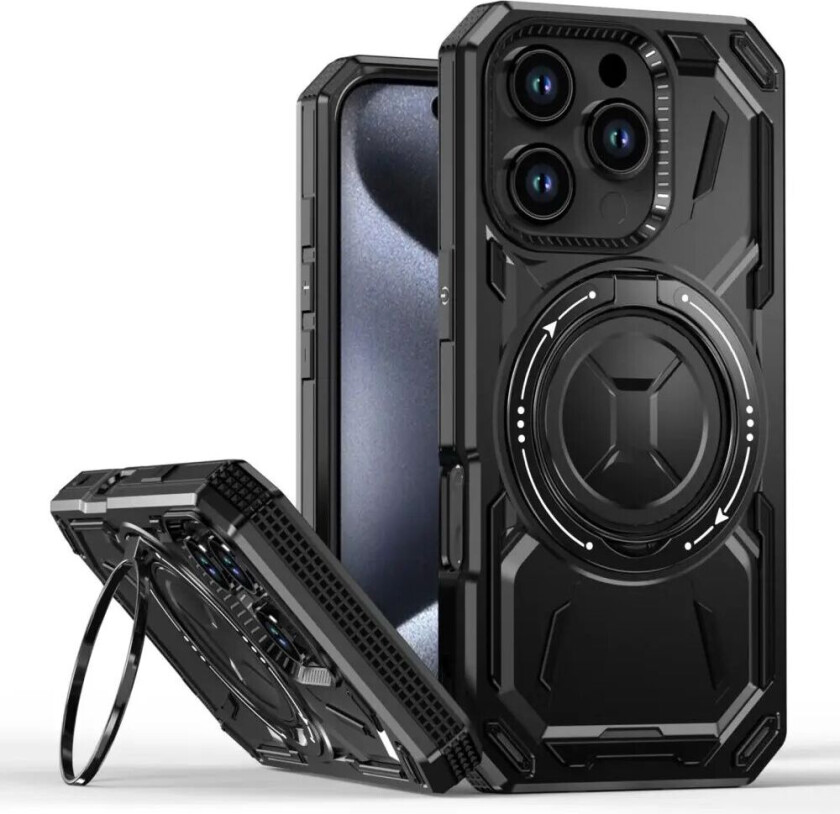 iPhone 16 Pro Bakdeksel med Magnetisk Kickstand - MagSafe Kompatibel - Svart