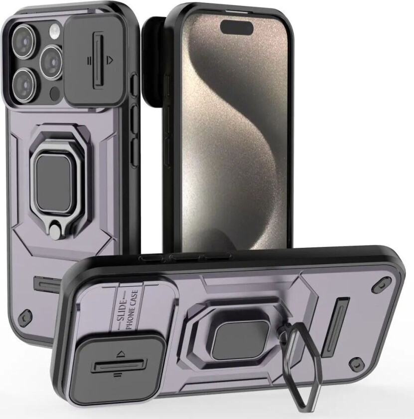 iPhone 16 Pro Bakdeksel med Magnetisk Kickstand Og Cam Slider - Lilla