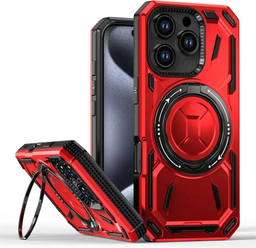 iPhone 16 Pro Bakdeksel med Magnetisk Kickstand - MagSafe Kompatibel - Rød