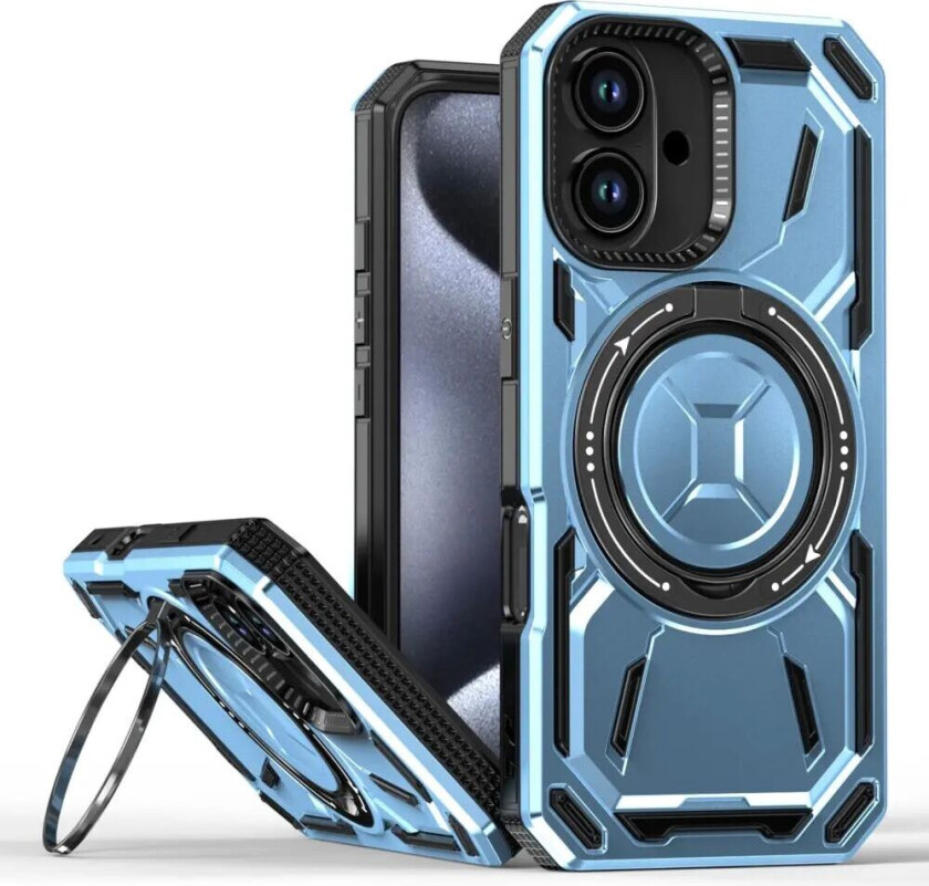 iPhone 16 Bakdeksel med Magnetisk Kickstand - MagSafe Kompatibel - Blå