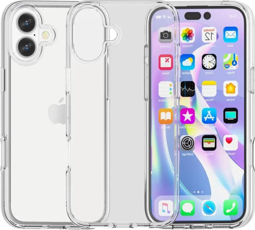 iPhone 16 Hybrid Deksel - Gjennomsiktig Hvit