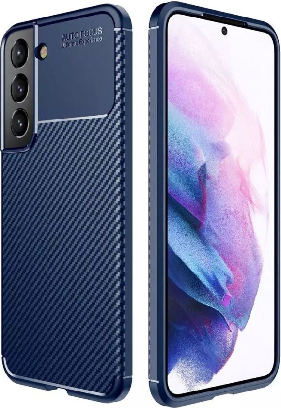 Samsung Galaxy S22 Carbon Fiber Fleksibel Plastdeksel - Blå