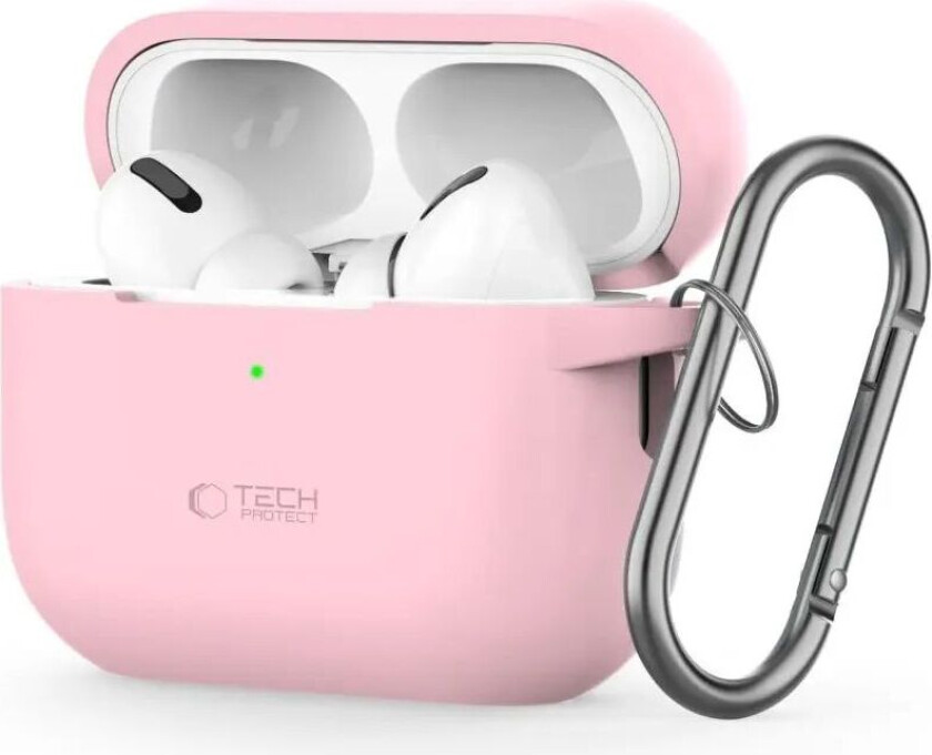 Tech-Protect Apple AirPods Pro (1. & 2. Gen) Silikon Deksel med Karabinkrok - Rosa