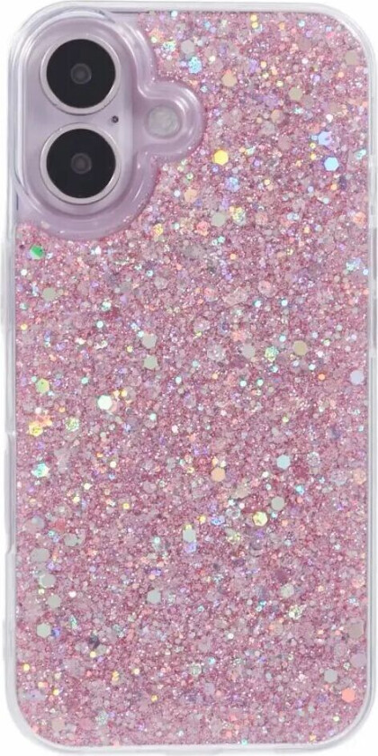 iPhone 16 Glitter Deksel - Rosa