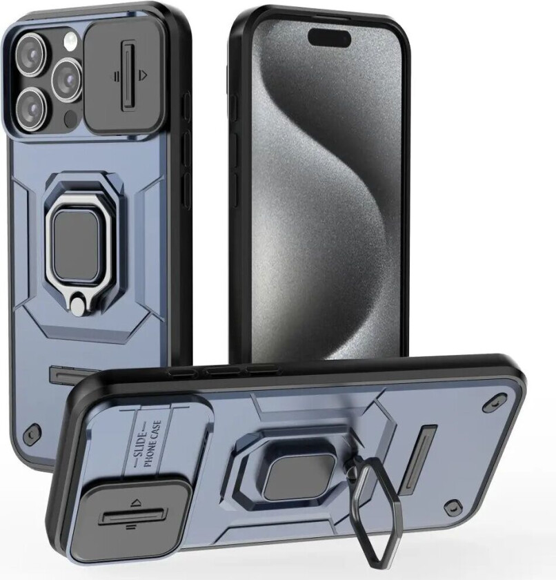 iPhone 16 Pro Max Bakdeksel med Magnetisk Kickstand Og Cam Slider - Blå