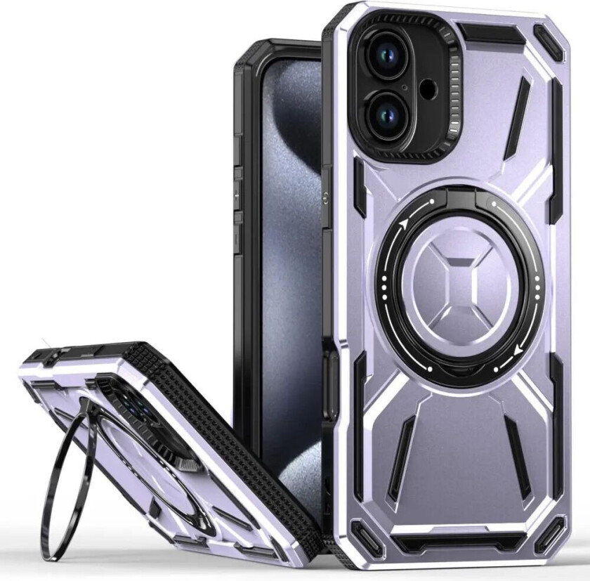 iPhone 16 Plus Bakdeksel med Magnetisk Kickstand - MagSafe Kompatibel - Lys Lilla