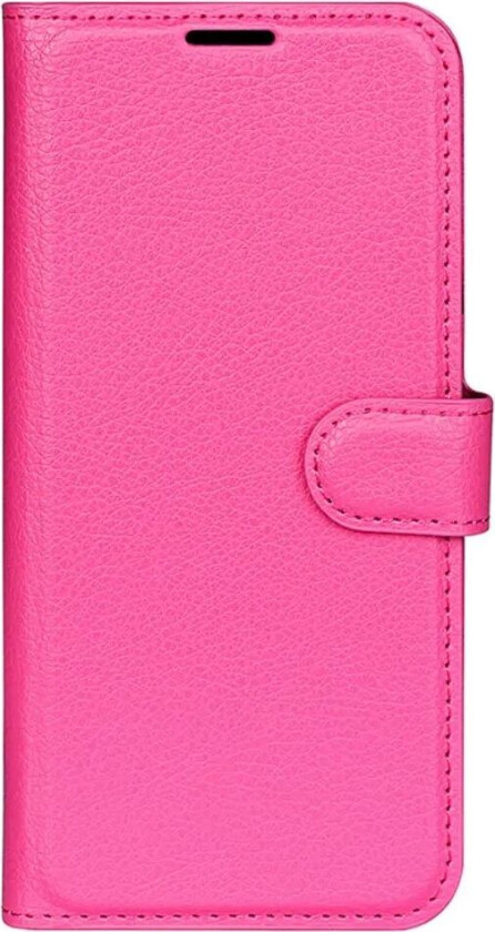 iPhone 16 Litchi Skin Flip Deksel med Lommebok - Pink