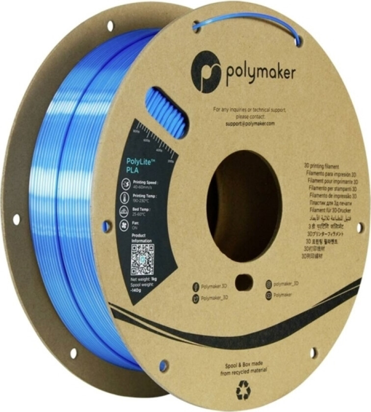 Polymaker Pa03024 Dual Silk Filament Pla-Silke Flerfarvet, Glinsende 1.75 Mm 1000 G Beluga, Sølv, Blå Polylite™ 1 Stk