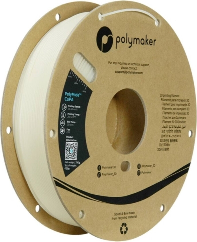 Polymaker Pg05003 Copa Filament Pa-Nylon Varmebestandig, Høj Grad Af Trækstyrke 1.75 Mm 750 G Klar Polymide™ 1 Stk