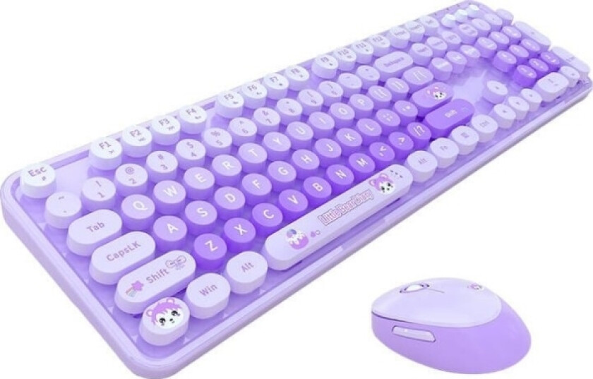 Sweet New 2.4G Trådløst Tastatur + Mus (Lilla)
