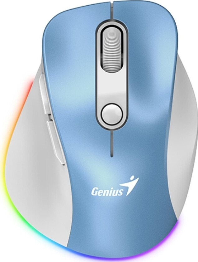 Mouse Trådløs Mus, Ergo 9000S Pro, Hvit Og Blå, Optisk, 2400Dpi