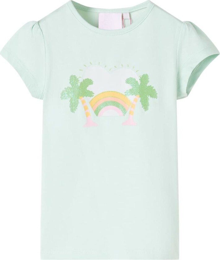 T-skjorte for barn med regnbue- og palmetrykk lysemynte 104