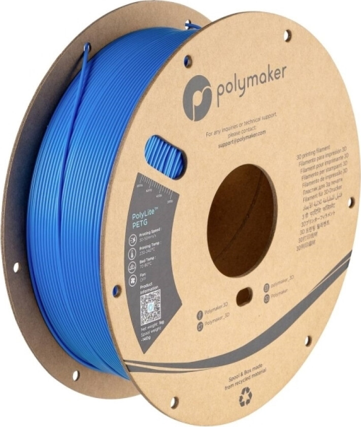Polymaker Pb01042 Filament Petg Varmebestandig, Høj Grad Af Trækstyrke 1.75 Mm 1000 G Electric Blue Polylite™ 1 Stk