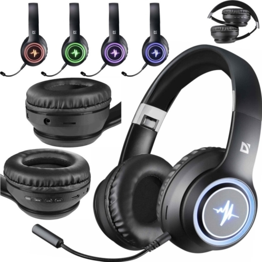 Freemotion B571 Trådløse Bluetooth-Hodetelefoner Med Mikrofon, Opplyst + Mp3-Spiller + Mikrofon, Sortering
