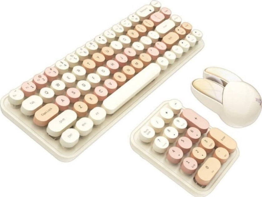 Trådløst Mofii-Tastatur+Numerisk Tastatur+Mus 3In1 2.4G (Creme)