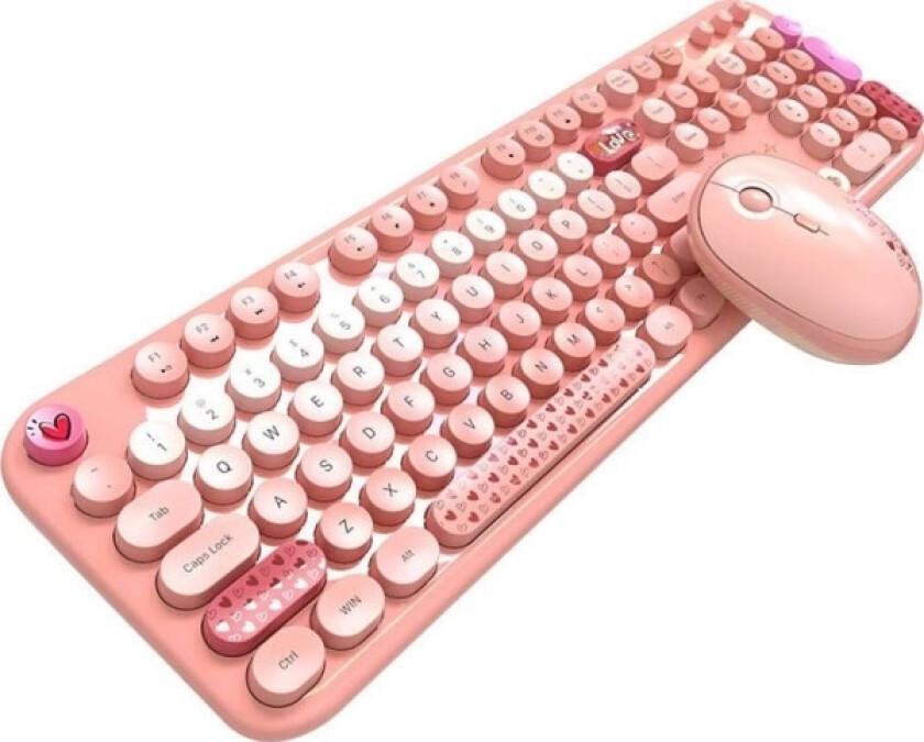Lovely 2.4G Trådløst Tastatur + Mus (Rosa)