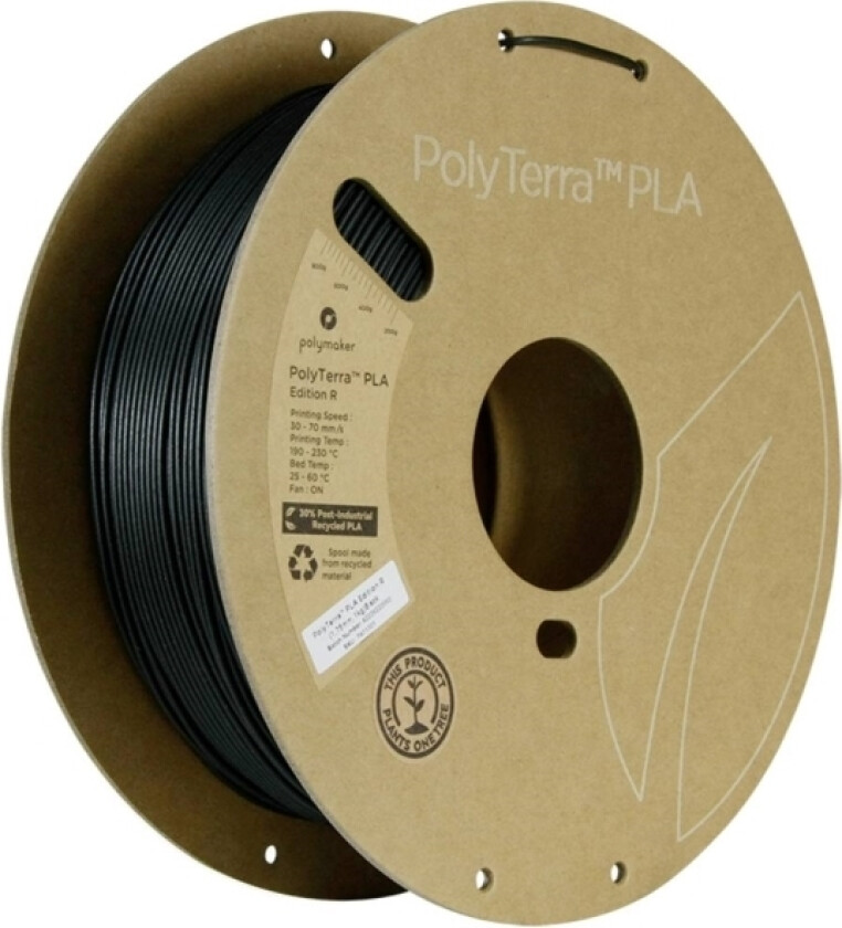 Polymaker Pa11001 Filament Pla-Plast, Pla-Mat Mat, Recycled Pla 1.75 Mm 1000 G Sort Polyterra™ Edition-R 1 Stk