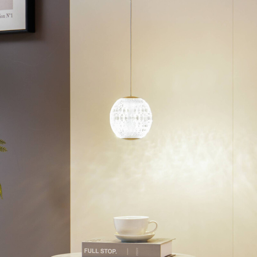 LED-pendel Ismenia, 1-lys, messing, akryl