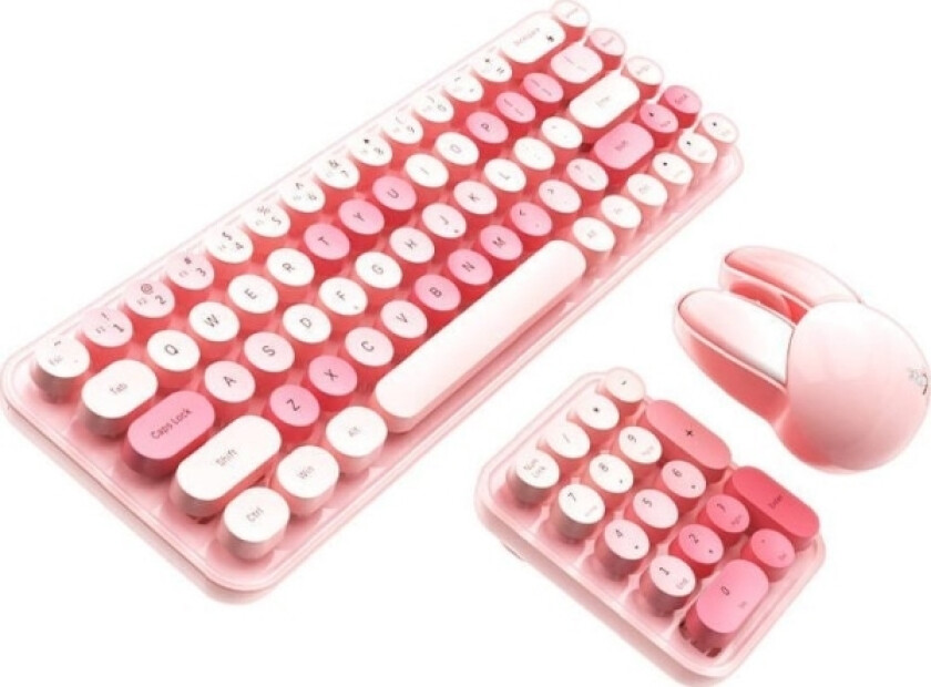 Trådløst Mofii-Tastatur+Numerisk Tastatur+Mus 3-I-1 2.4G (Rosa)
