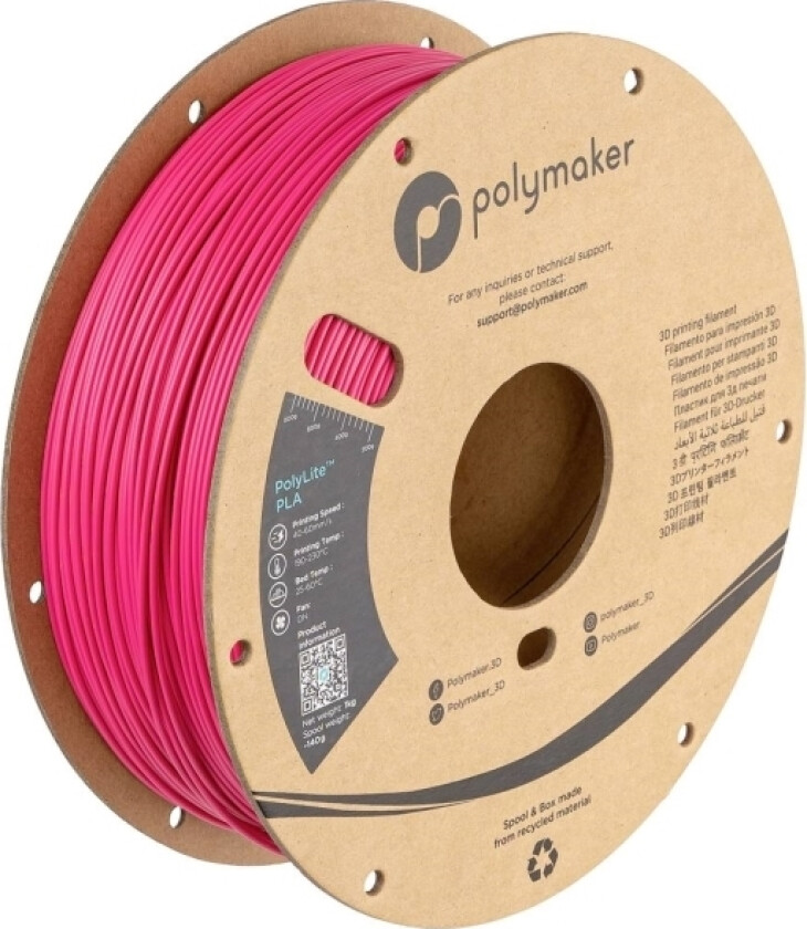 Polymaker Pa02054 Polymaker Polylite Pla Filament Magenta 1.75 Mm / 1Kg Filament Pla-Plast Høj Grad Af Stivhed, Høj Grad Af Trækstyrke 1.75 Mm 1000 G