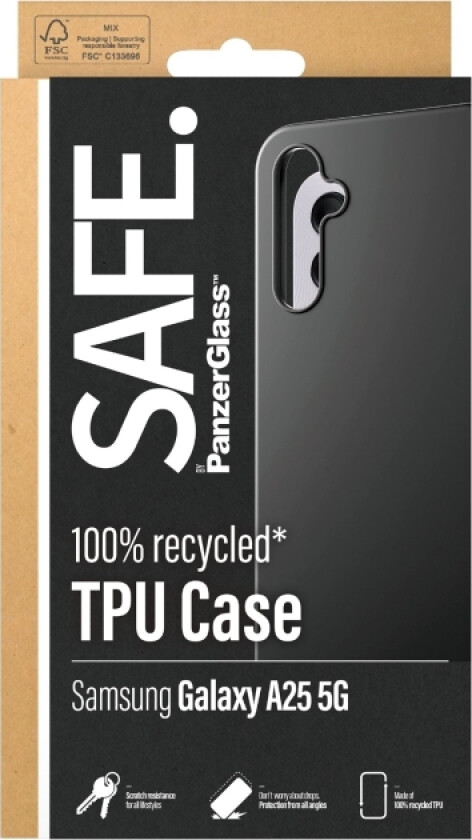 Safe. By Panzerglass - Baksidedeksel For Mobiltelefon - Termoplast-Polyuretan (Tpu) - Svart - For Samsung Galaxy A25