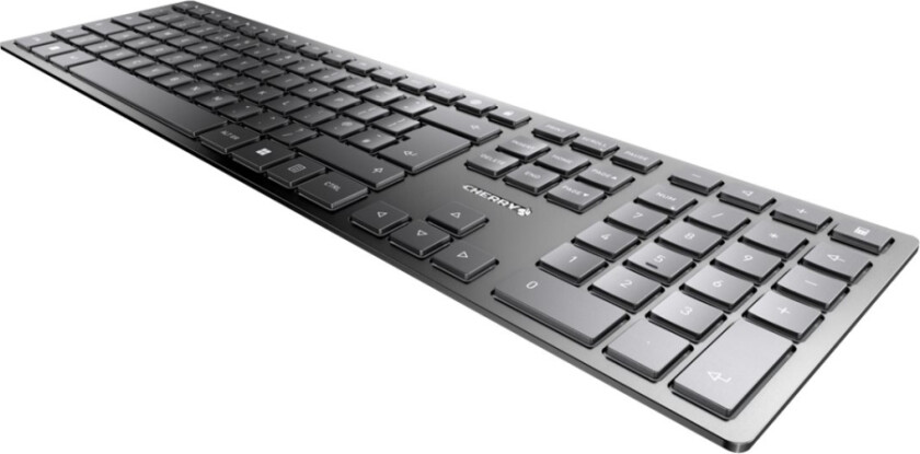 Cherry Kw 9100 Slim - Tastatur - Trådløs - 2.4 Ghz, Bluetooth 4.0 - Qwerty - Storbritannia - Tastsvitsj: Cherry Sx - Svart, Sølv