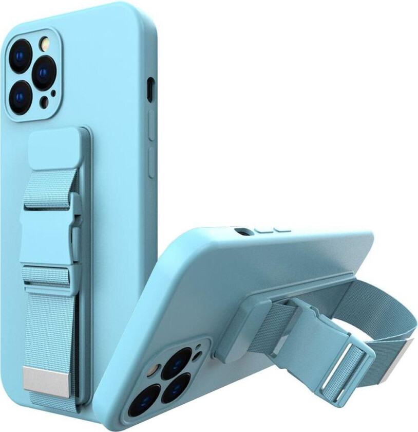 Hurtel Rope case gel-deksel med lanyard kjede håndveske lanyard iPhone 11 Pro blå