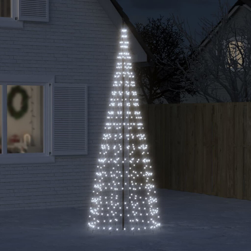 Juletrelys på flaggstang 550 LED kaldhvit 300 cm