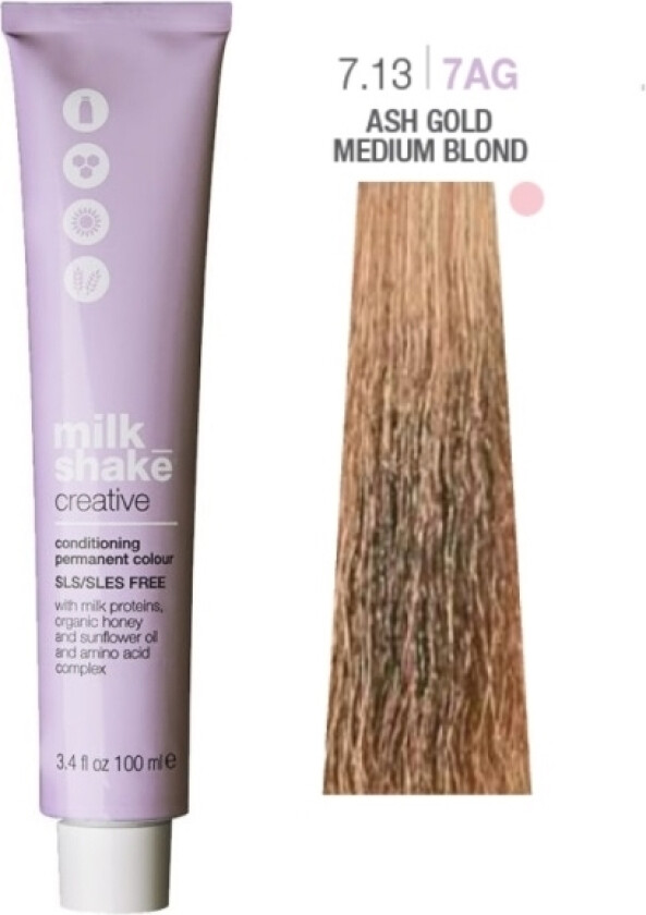 Permanent Fargestoff Milk Shake Creative 7.137Ag, Medium Blond Golden Grey Beige, 100Ml