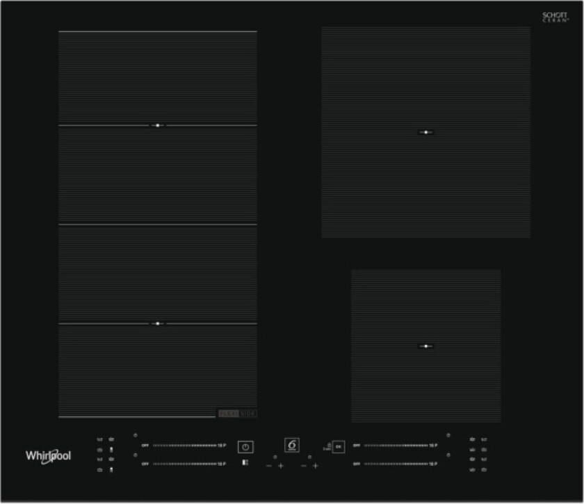 Whirlpool Wf S4160 Bf, Sort, Innebygget, 59 Cm, Sonebasert Induksjon, Glass-Keramikk, 4 Zone(S)
