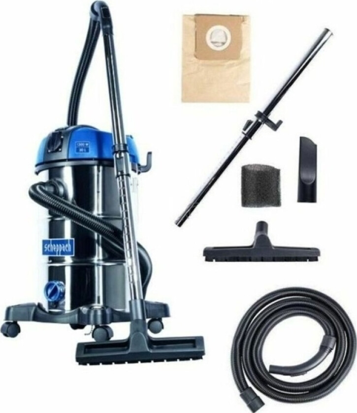Nts30 Premium, 1300 W, Tørr & Våt, Støv Pose, 30 L, Sort, Blå, Sølv