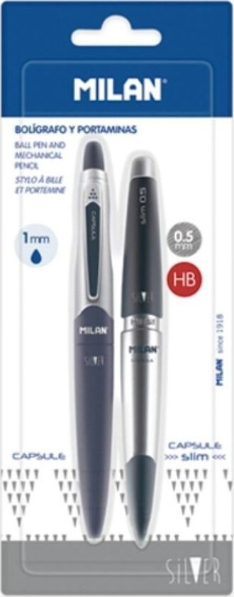 Kulepenn + Mekanisk Blyant Capsule Silver