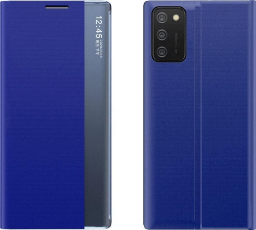 Clear View Nytt Sleep Case-Deksel Med Klaff Og Stativfunksjon For Samsung Galaxy A03s (166.5) Blå