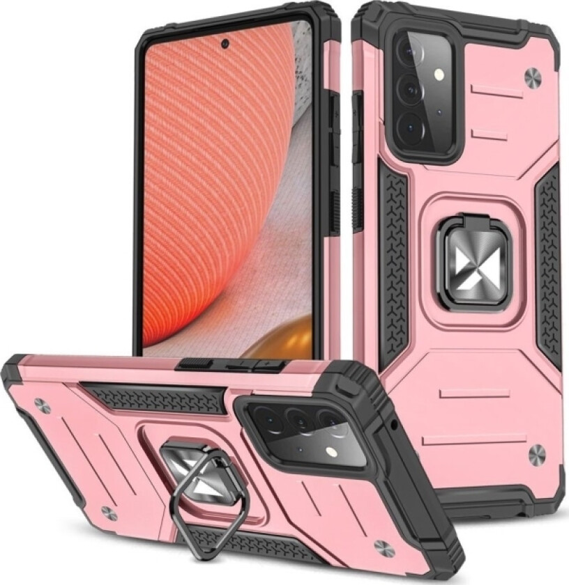 Ring Armor Armored Hybrid Deksel + Magnetisk Holder For Samsung Galaxy A72 4G Rosa