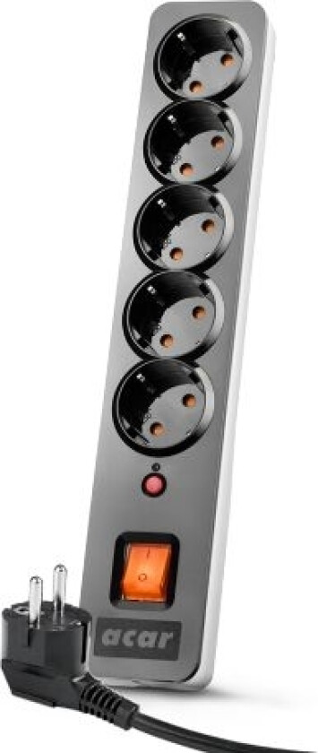 X5 Overspenningsvern Strømskinne 5 Stikkontakter 1,5 M Svart ( X5-Black-Schuk)