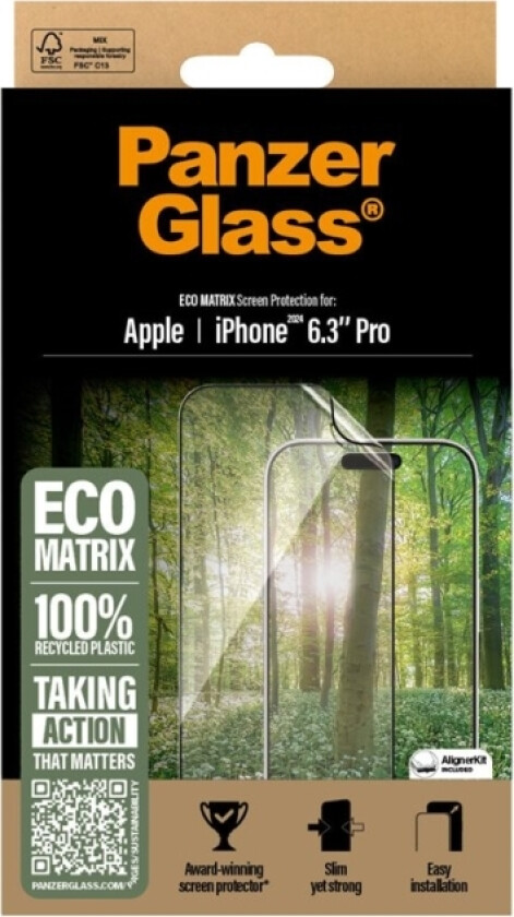 Panzerglass Eco Matrix Skærmbeskyttelse Iphone '24 6.3 Pro | Ultra-Wide Fit