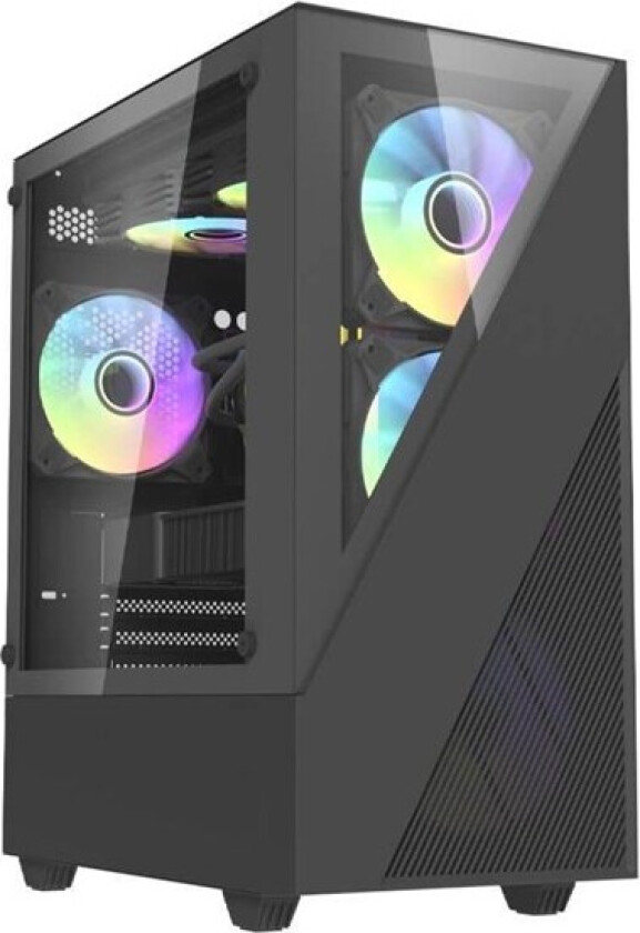Aigo E330M computer case + 4 argb fans (black) - Kabinett - Miditower - Svart