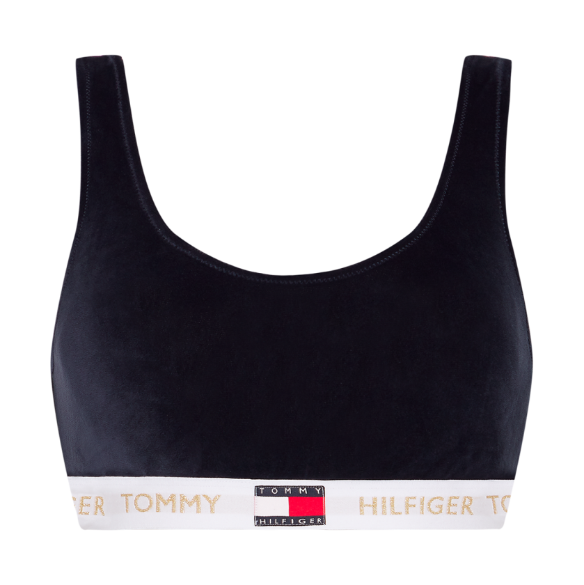 Tommy Hilfiger Lingeri Bralette Velour bikini topp, blå, Størrelse: XS, Kvinner