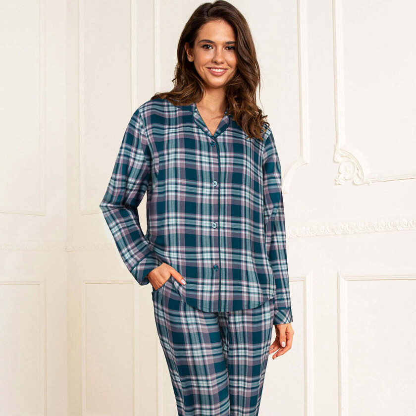 Cotton Flannel pyjamas, blå, Størrelse: M, Kvinner