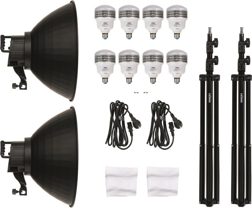 DÃRR DL-400 Kontinuerlig lys med 4x25W LED-pærer sett - 2pk