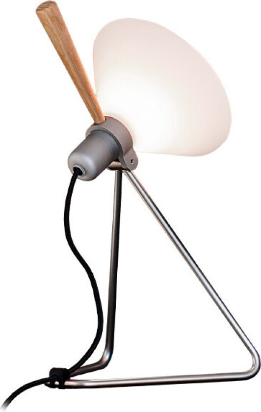 - Spot Vegg-/Bordlampe Stål/Sølv/Eik