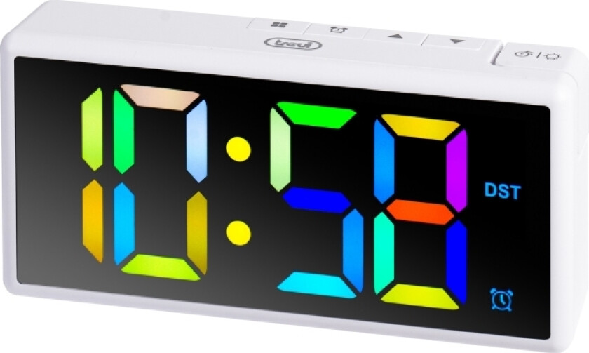 Ec 886, Digital Vekkerklokke, Rektangel, Hvit, 12/24H, Led, Ac / Batteri