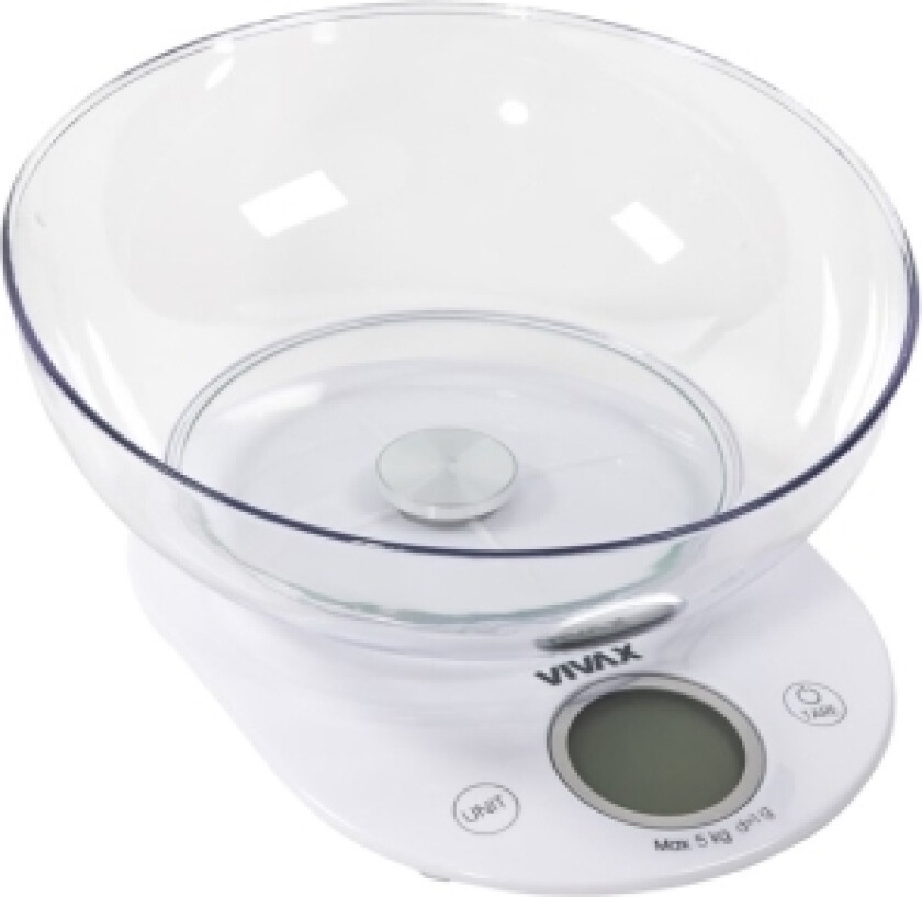 Ks505bw, Elektronisk Kjøkkenvekt, 5 Kg, 1 G, Hvit, Plast, Herdet Glass, Benkeplate