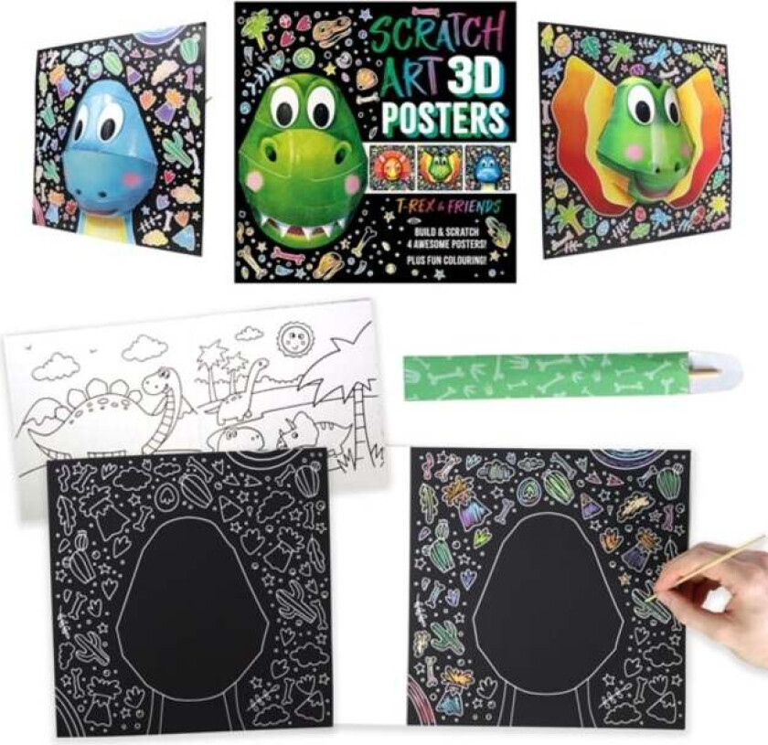 Scratch Art 3D Posters: T-Rex & Friends av Igloo Books