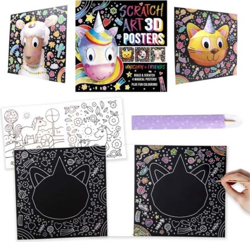 Scratch Art 3D Posters: Unicorn & Friends av Igloo Books