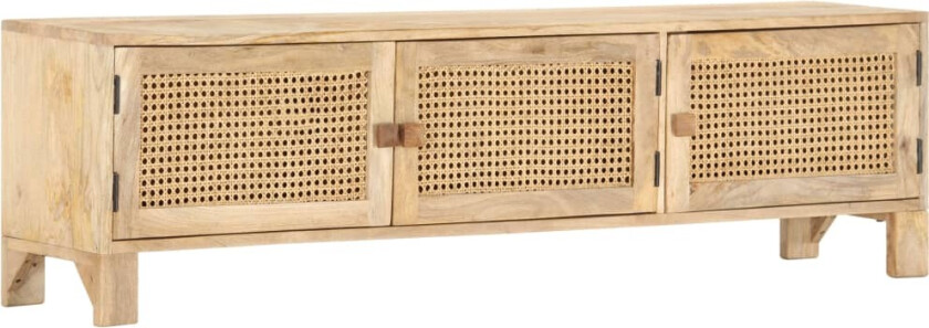 TV-benk 140x30x40 cm heltre mangotre og naturlig stokk