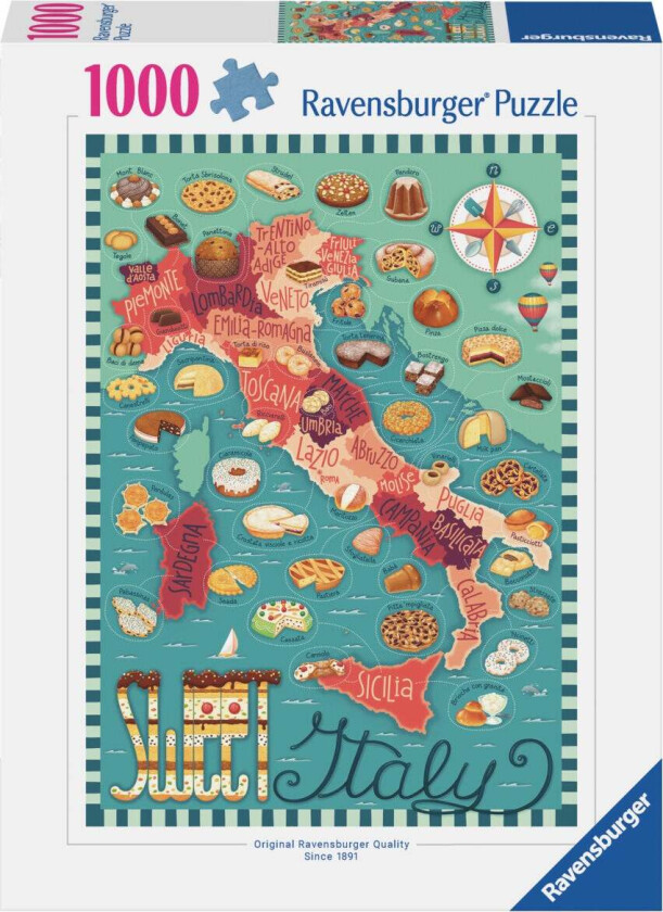 Puslespill 1000 Kart Over Italia Ravensburger