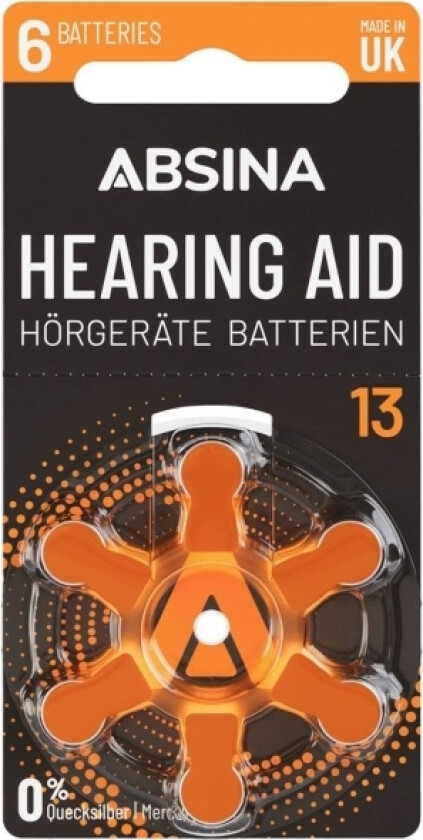 Za 13 Høreapparatbatteri Zink-Luft 1.4 V Absina Pr48 6 Stk