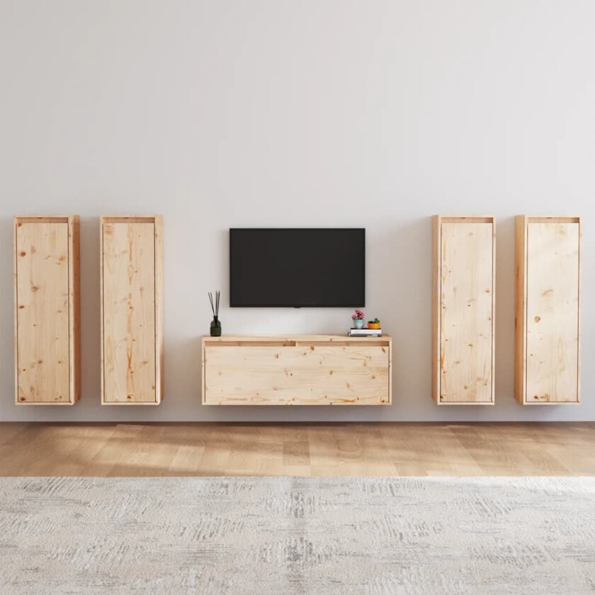 TV-benker 5 stk heltre furu