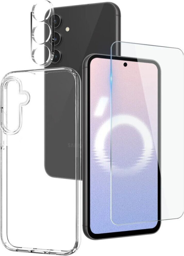 Samsung Galaxy S24 FE 3-i-1 Beskyttelsessett med Deksel - Skjermbeskyttelse - Kameralinsebeskyttelse - Gjennomsiktig